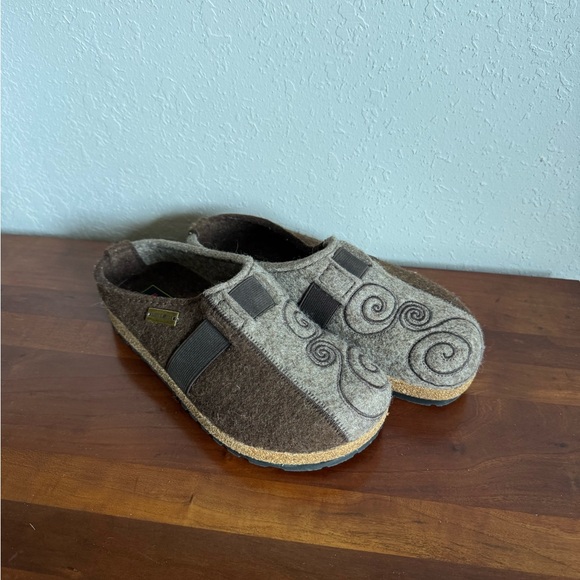 Haflinger Magic Brown Felted Wool Slip On Clog Women 36 Boho Cottagecore Germany - Picture 1 of 5